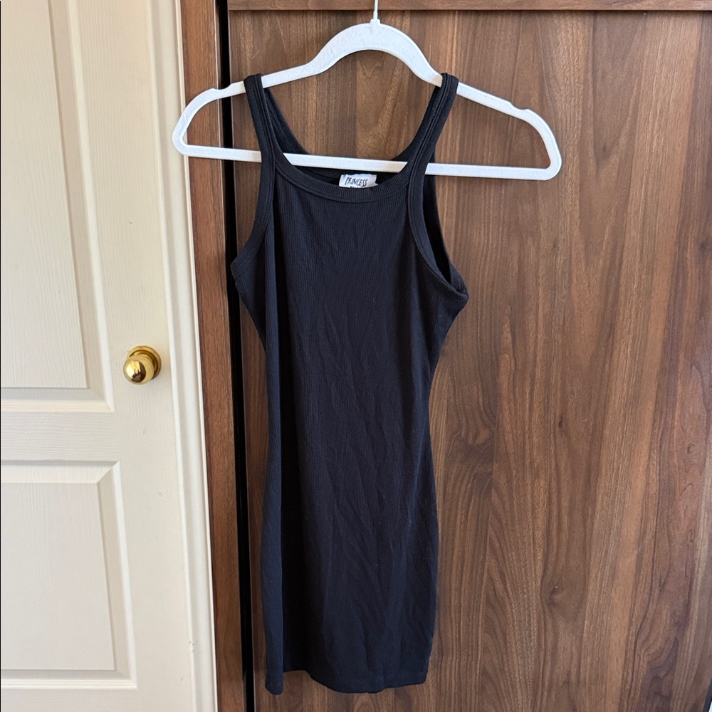 Princess Polly Black Ribbed Tank Dress
